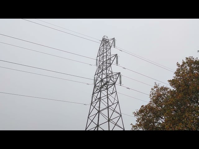 Sparking Power lines and Mist in Derbyshire