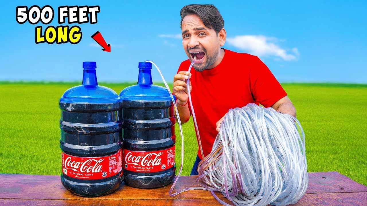We Try World's Longest Straw - 500 Feet | क्या 500ft दूर से कोल्ड ड्रिंक पी सकते है?