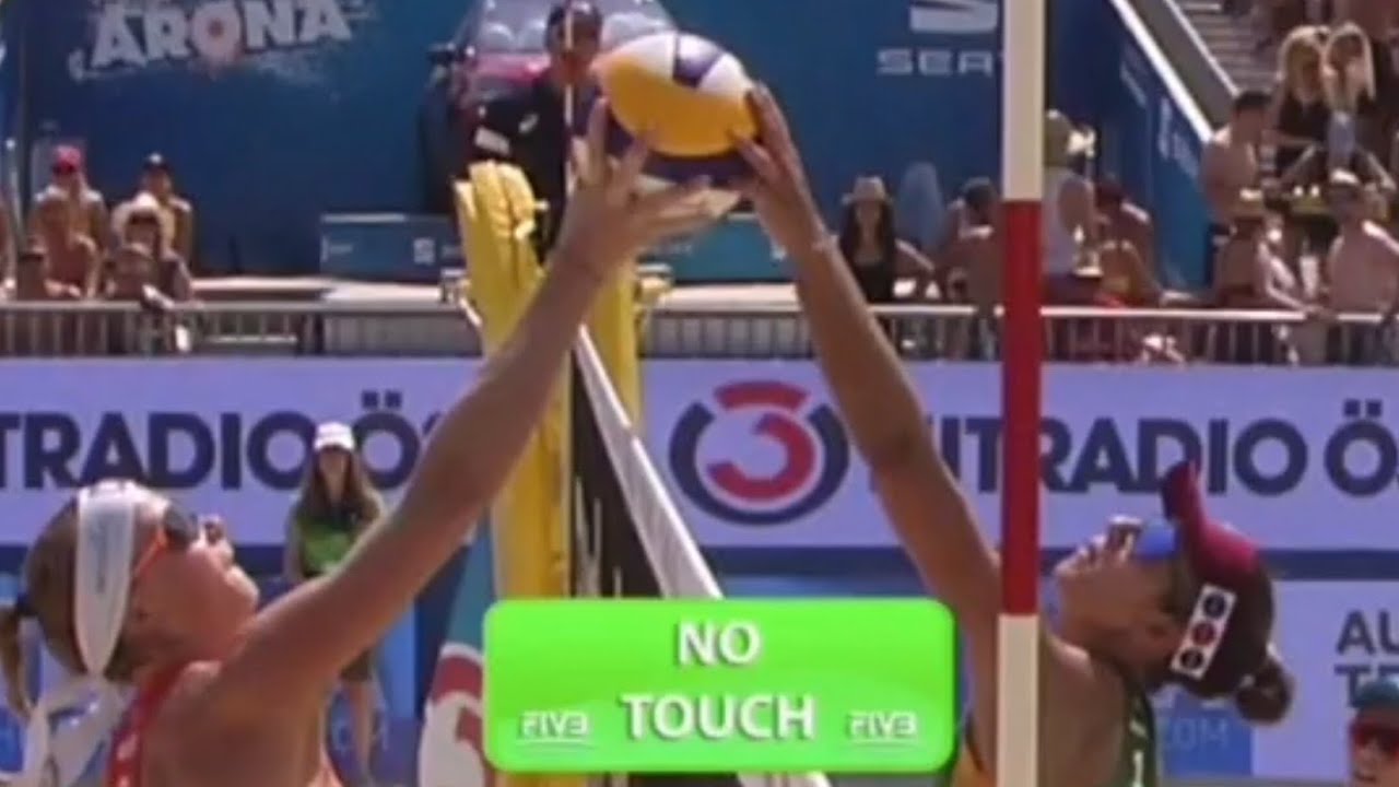 Simultaneous contact above the net Beach volleyball rules YouTube
