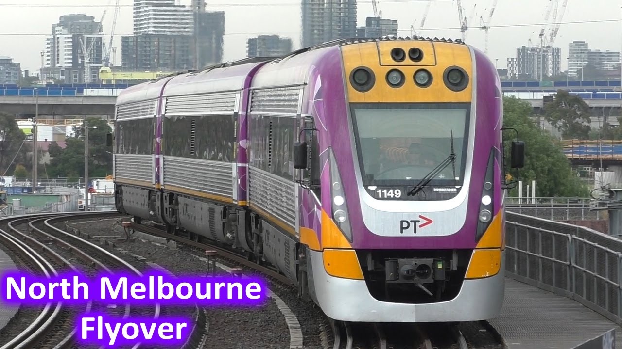 A Sunday Morning at the North Melbourne Flyover; Metro & V/Line Trains ...