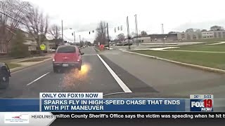 Sparks fly in high-speed chase with PT Cruiser