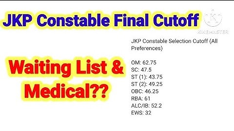 Jkp Constable Final Cut Off || Jkp Constable Provisional Selection List  Waiting List and Medical