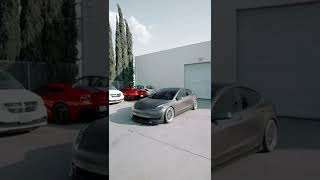 TESLA MODEL 3 WRAPPED IN SATIN BASALT GRAY #shorts