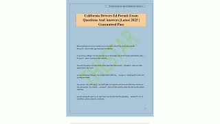 California Drivers Ed Permit Exam Questions And Answers Latest 2025  Guaranteed Pass54