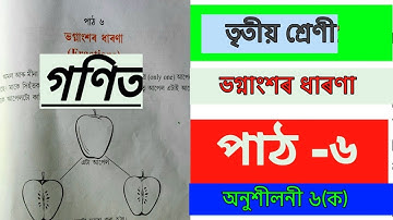 তৃতীয় শ্ৰেণী গণিত || পাঠ ৬|| ভগ্নাংশৰ ধাৰণা||অনুশীলনী ৬(ক) || Assam Jatiya Vidyalaya || class Tutor