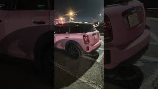 Sparkling Pink Wrap On Mini Cooper
