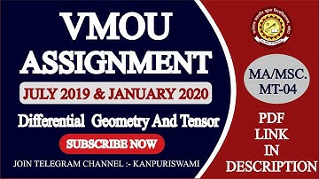 Vmou Assignment Ma/Msc. Mathematics MT-04 July 2019 January 2020