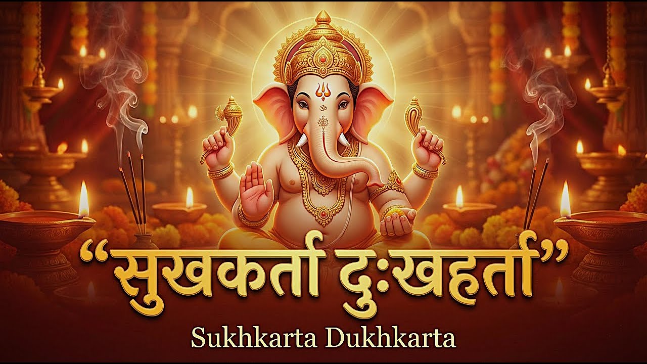 गणपती आरती Ganpati Aarti - सुखकर्ता दुखहर्ता Sukhkarta Dukhharta Full Aarti | Ganpatichi Aarti