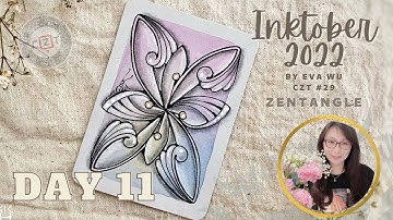 Day 11 Inktober 2022 Zentangle pattern #BRAVENSWORD #mooka 禪繞畫 #1812 by Eva Wu ゼンタングル ATC tile