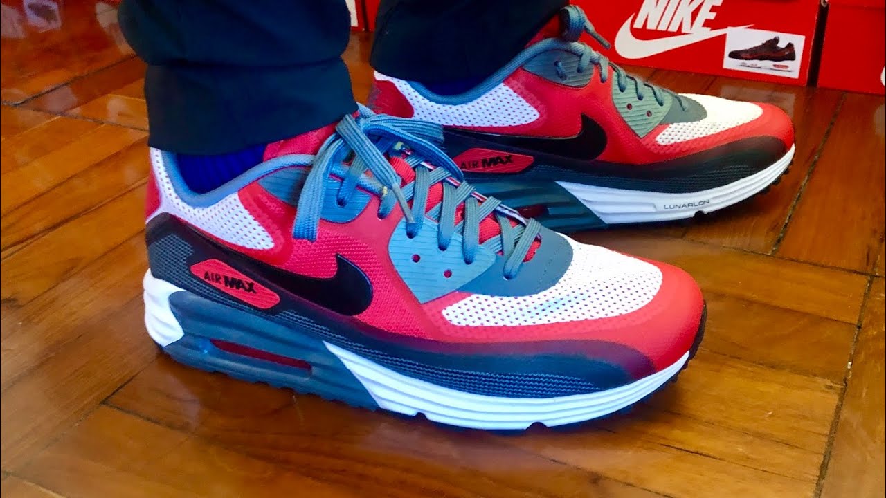 Nike Air Max Lunar 90 c3.0 "University Red" On-feet and Up Close - YouTube