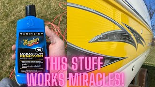 Meguiar's Oxidation Remover working wonders on GelCoat restoration