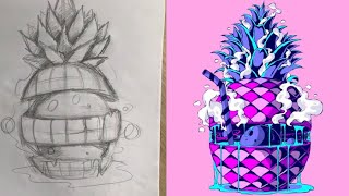 Creating a Juicy Intergalactic Pineapple Speed art process