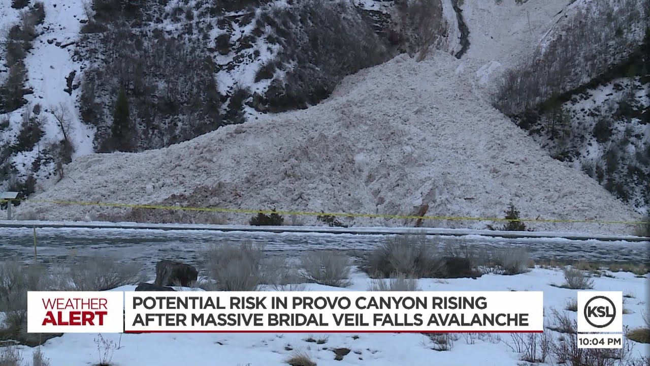 Avalanche slides at Bridal Veil Falls in Provo Canyon YouTube