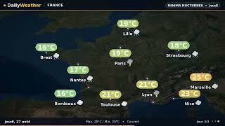 Prévisions météo France — 25 août 2026