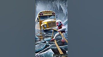 A monkey saved a school bus and children #monkey​ #ai​ #shorts​ #bus​ #snow​ #ice​ #children​