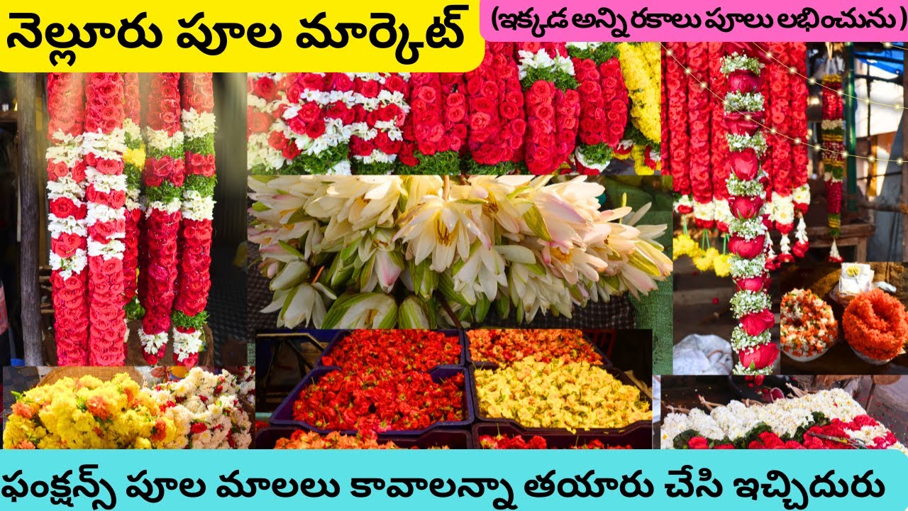 Nellore flower market నెల్లూరు లో అన్ని రకాల ఫంక్షన్స్ కి పూలు