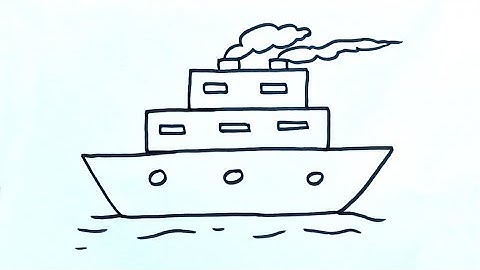 Ship Drawing Easy for Beginners, How to Draw a Ship with Some Lines, Simple Ship Line Drawing