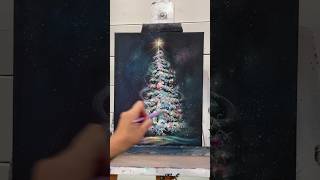 Easy! How to Paint A Christmas Tree #acryliclandscape #art #painting #acrylictechniques #shorts