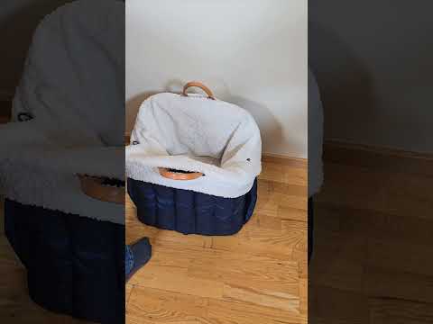 Автокрісло для собак та котів до 20 кг LUX-Premium від DanskDome, 45*40*45 см + вкладка утеплювач, джинс глянець, видео 1
