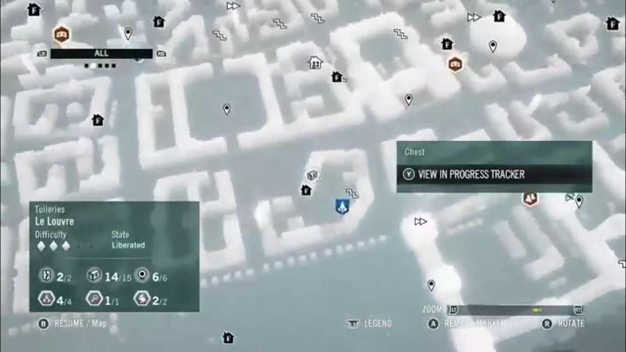 Assassins Creed Unity Tuileries/ Le Louvre Hidden Chest and all