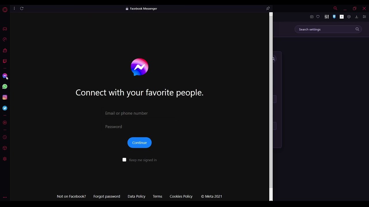 Opera GX Sidebar Messenger (Dark Mode) YouTube