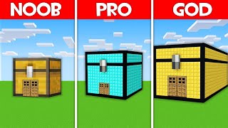 Minecraft Battle: CHEST HOUSE BUILD CHALLENGE - NOOB vs PRO vs HACKER vs GOD in Minecraft!