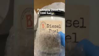 Packaging diesel fuel and 100ll fuel scented candles