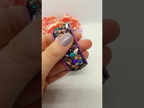 Браслет манжет бузково-рожевий асорті натуральних каменів, видео 1