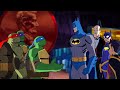 Batman losing against mutated gotham villains and ninja turtles come to his rescue