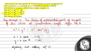 The locus of the point of intersection of the tangents to the circle \( x=r \cos \theta, y=r \si...