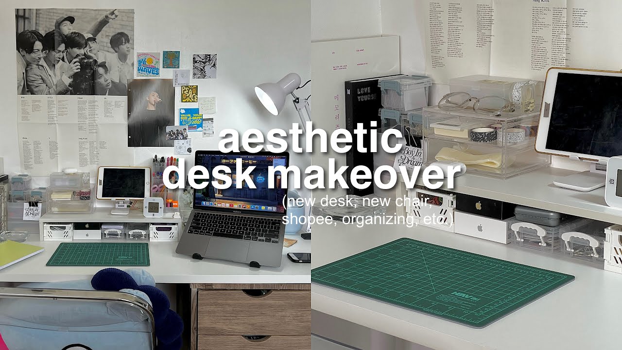 desk makeover ☆*:.｡. (ft. new desk, new chair, shopee, organizing, etc.)
