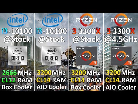 Core i3-10100 vs Ryzen 3 3300X Stock and OC - Test in 10 games 1080p and 1440p