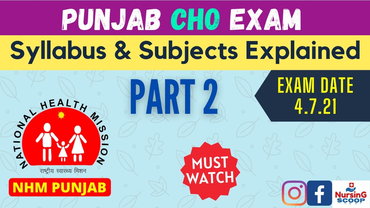 Part 2 CHO Punjab Exam Syllabus discussion 2021 BFUHS Preparation Community Health Officer Nursing