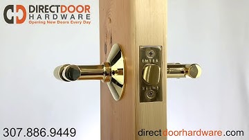 Emtek Knurled T-Bar Style Door Lever with Modern Rosette in Polished Brass