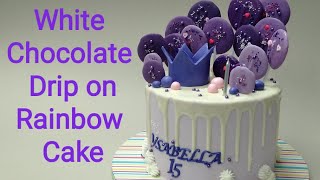 How we made white chocolate drip on rainbow cake @ArtCakes