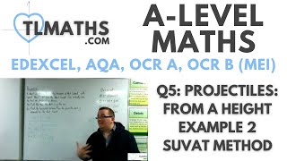 A-Level Maths: Q5-14 Projectiles: From a Height Example 2 SUVAT Method
