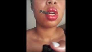 Super sensual red lips close up smoking....fetish