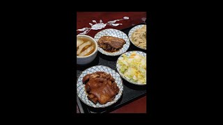 Braised Pork Rice, Braised Pork Trotter, Pickled Bamboo Shoots, Bitter Gourd Soup