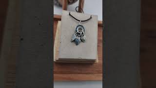 Silver Tone Blue Heart Charm Pendant Necklace