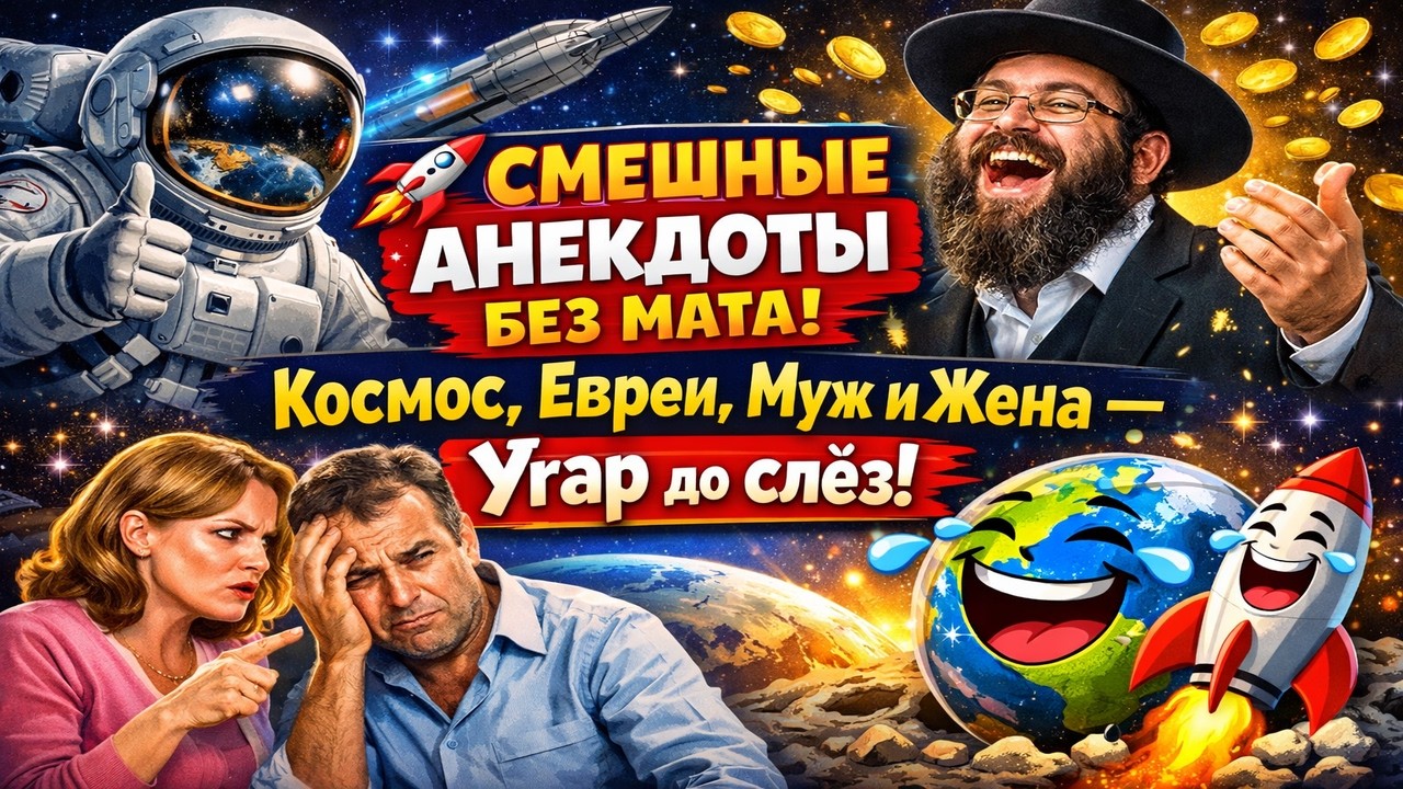 🚀 СМЕШНЫЕ АНЕКДОТЫ БЕЗ МАТА! Космос, Евреи, Муж и Жена — Угар до слёз