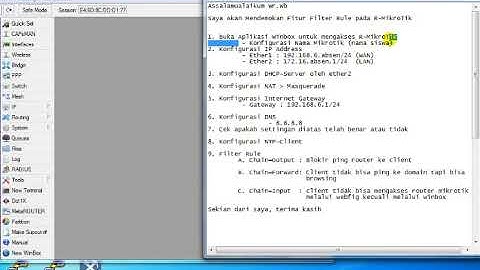 Konfigurasi Filter Rule (mikrotik)-wahyu Prastiyo/42 SMK YPM 1 TAMAN