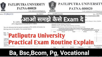 Patliputra University Ug/Pg/Vocational Practical Exam Routine Date and routine 2020|