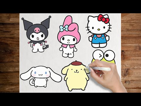 How To Draw Sanrio Characters | Hello Kitty, Kuromi, My Melody, Pompompurin, Cinnamoroll, Keroppi