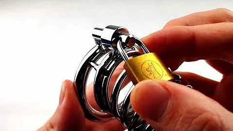 Metal Chastity Cage locked up