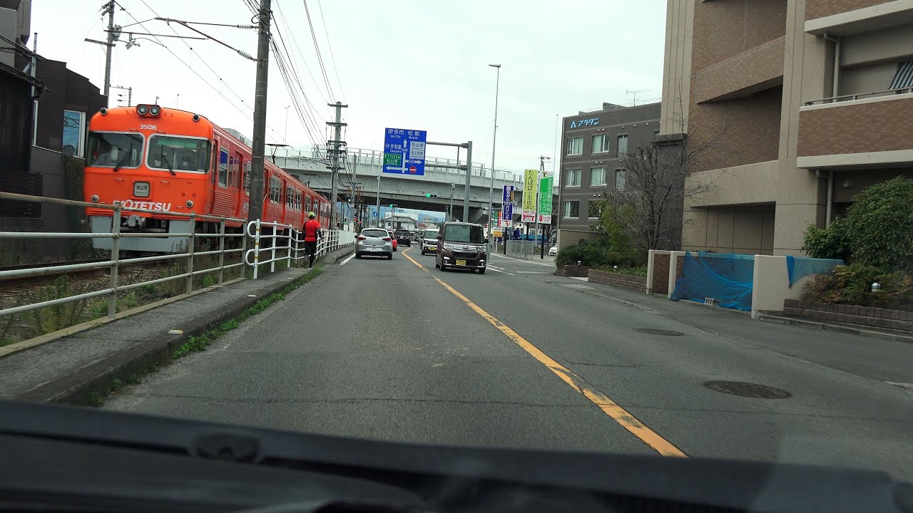4K　愛媛県道326号など　等速　愛媛県松山市・市役所前→市駅付近→伊予市