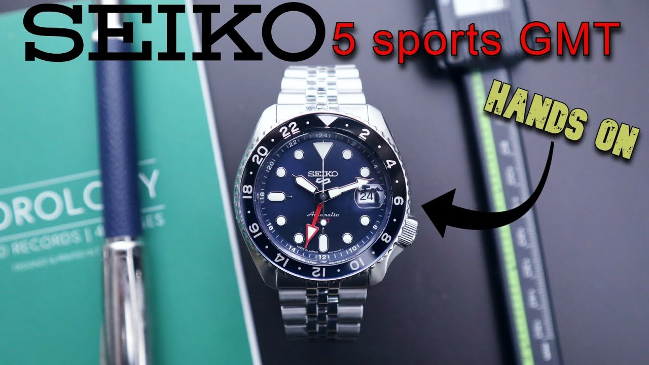 Seiko 5 Sports GMT Hands on Review - 5KX GMT SSK003 Batman Affordable  Automatic GMT 4R34 Movement - YouTube