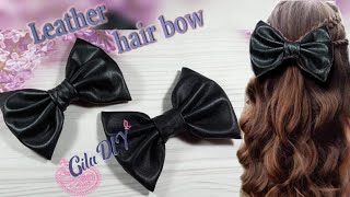 DIY How to make hair bow\ Leather hair bow tutorial \SCRUNCHIE\Hair bows with faux leather