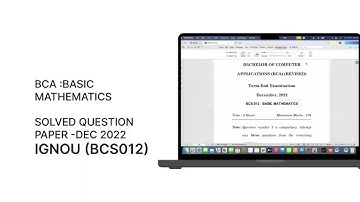 IGNOU BCA (BCS012) Basic Mathematics |Solved Question Paper Dec 2022