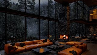 Tranquil Rain and Fireplace Ambience by the Window for Ultimate Relaxation