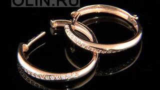Сережки-кольца золотые с фианитами